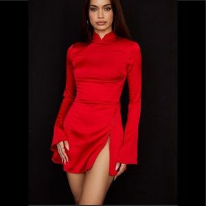 NWT House of CB ALYSSA SCARLET SATIN MINI DRESS